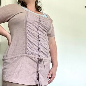 Aerie Scoop Neck Light Pink Embroidered Top Size M